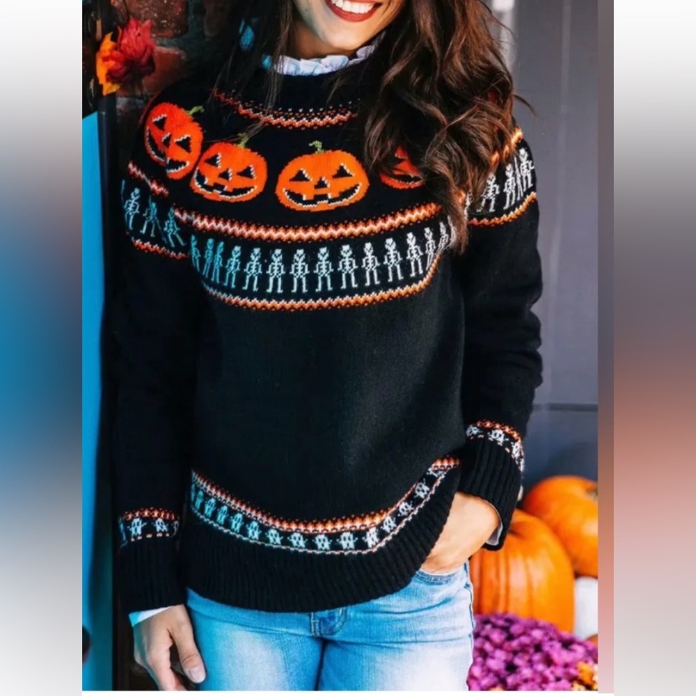 NWOT ZAFUL Traditional Halloween Pumpkins Sweater L